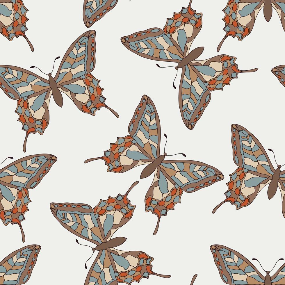 boho butterfly hand drawn seamless pattern background vector