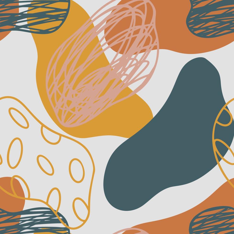 Hand drawn various doodle abstract boho shapes seamless pattern vector