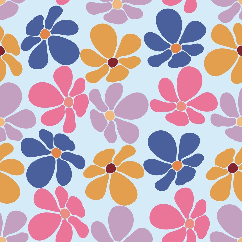 abstract trendy 70's floral seamless pattern vector