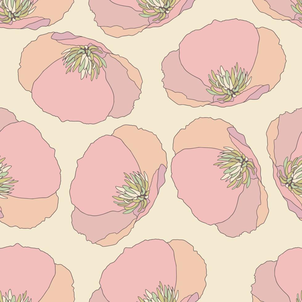 Pastel Flowers, Floral Seamless Pattern Background vector