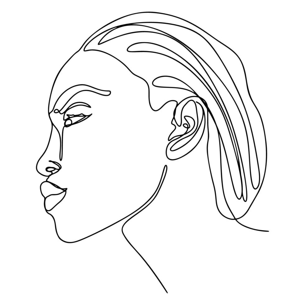 Woman silhouette one line drawing, modern continuous line illustration vector