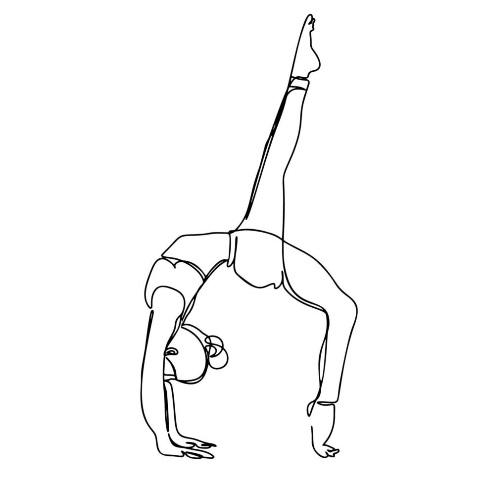 One Line Drawing, Single Continuous Line Sketch Woman Female Doing Yoga vector