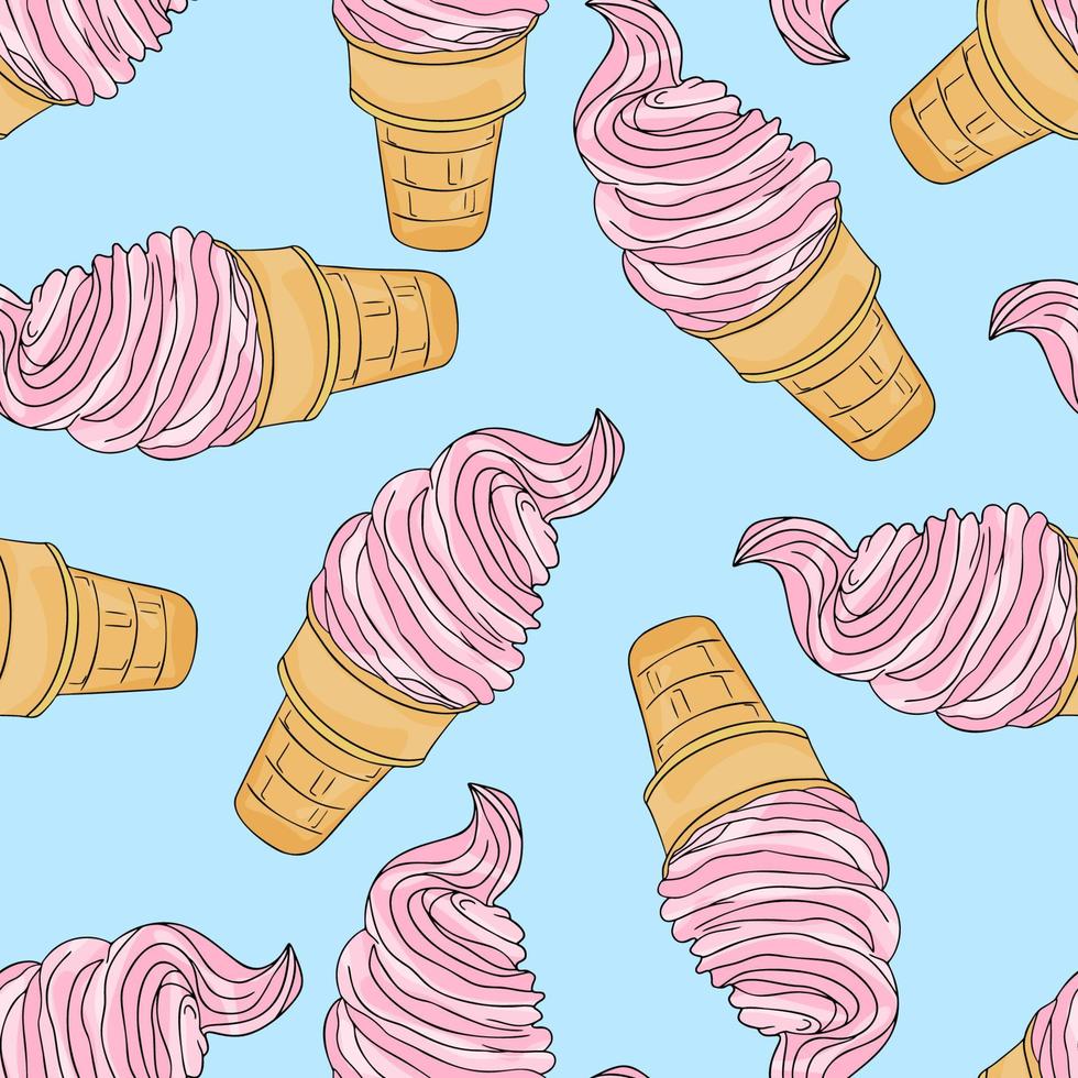 Ice cream seamless pattern background vector