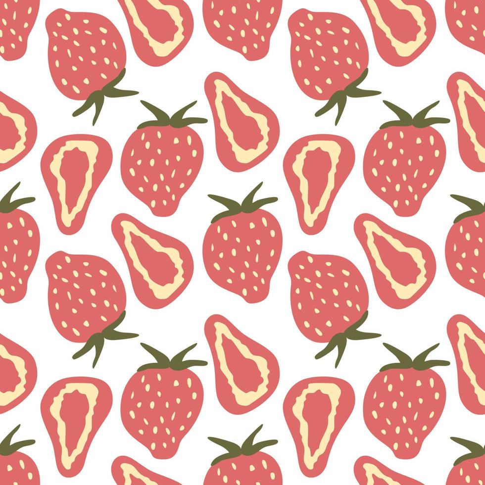 Modern Abstract Minimalist Fruit Strawberry Seamless Pattern Background vector
