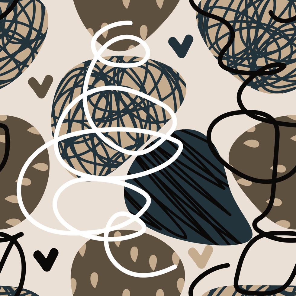 abstract shapes modern trendy seamless hand drawn pattern vector