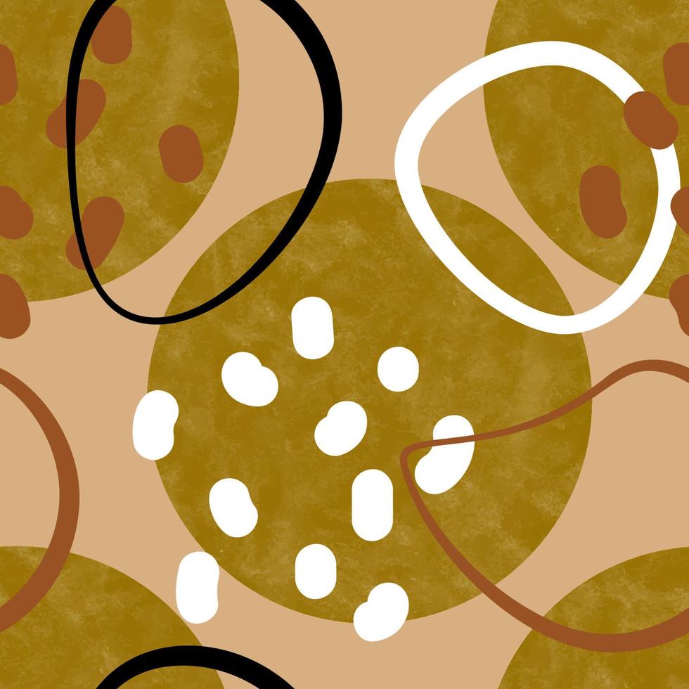 abstract shapes modern trendy boho gold seamless hand drawn pattern vector