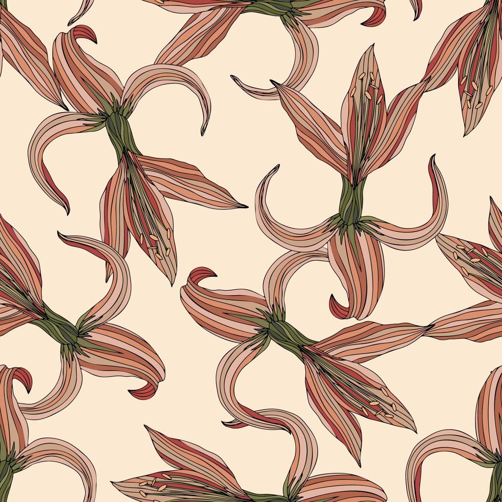 Vintage Boho Flowers, Floral Seamless Pattern Background vector