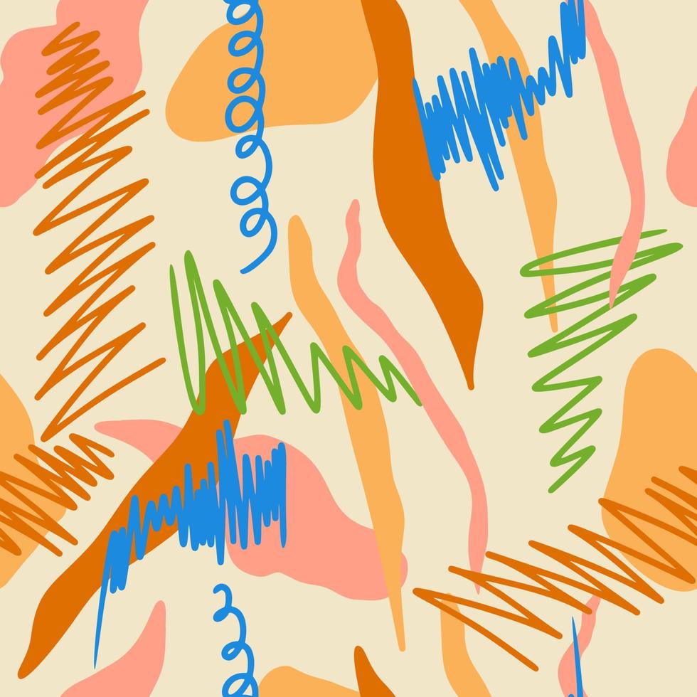 abstract shapes modern trendy seamless hand drawn pattern vector