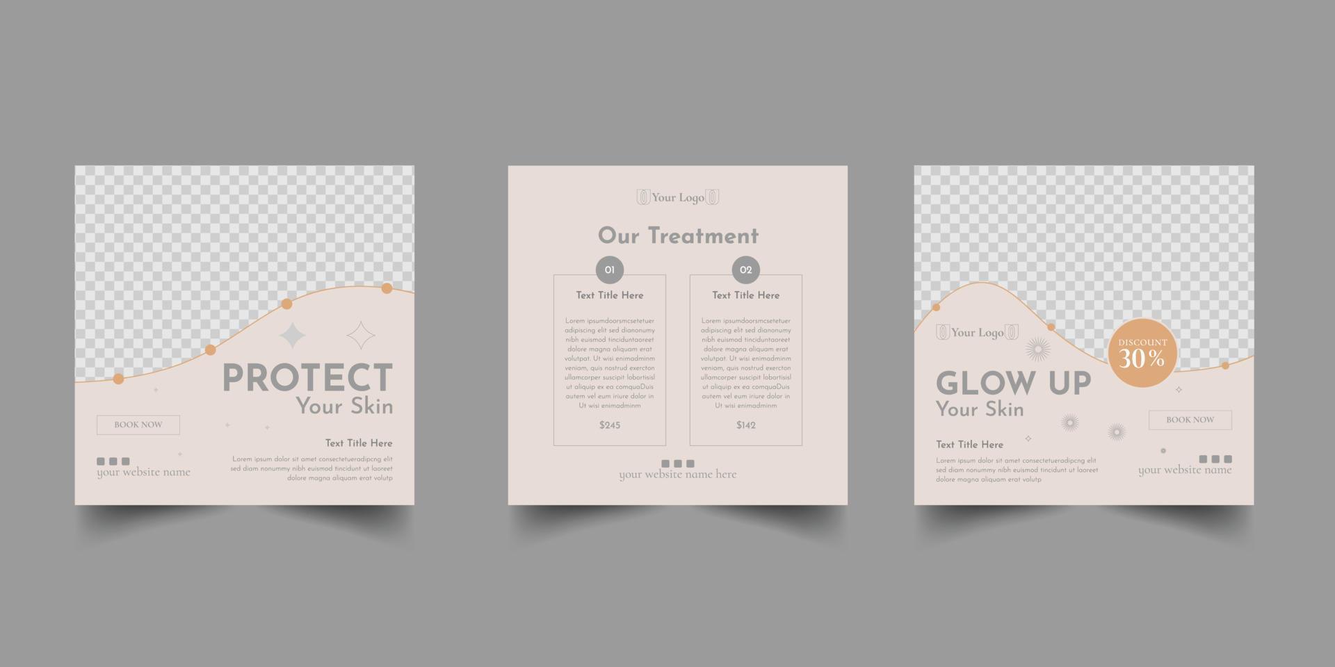 Spa and beauty massage social media post template set design vector