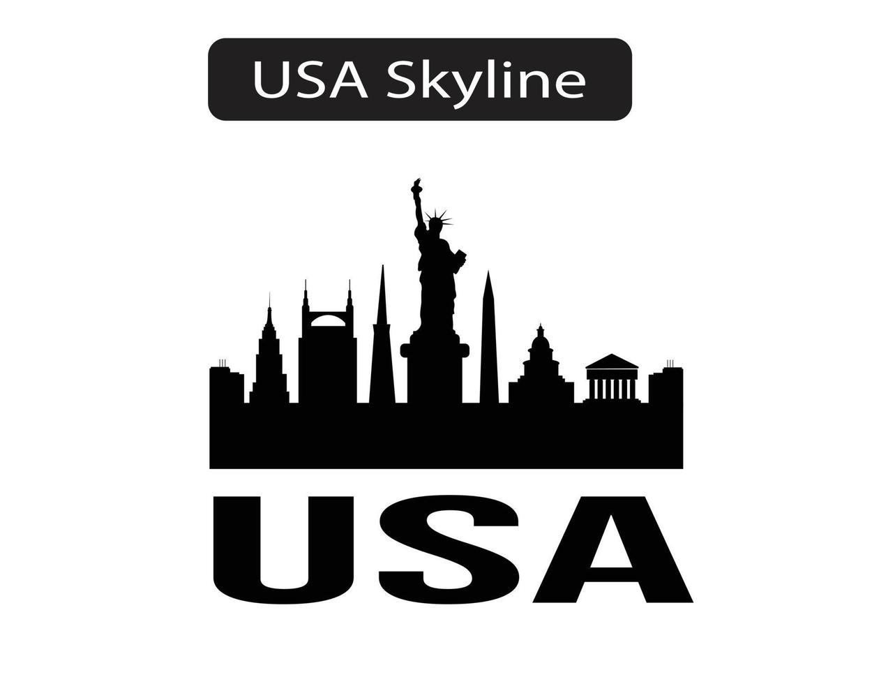 USA skyline silhouette vector illustration