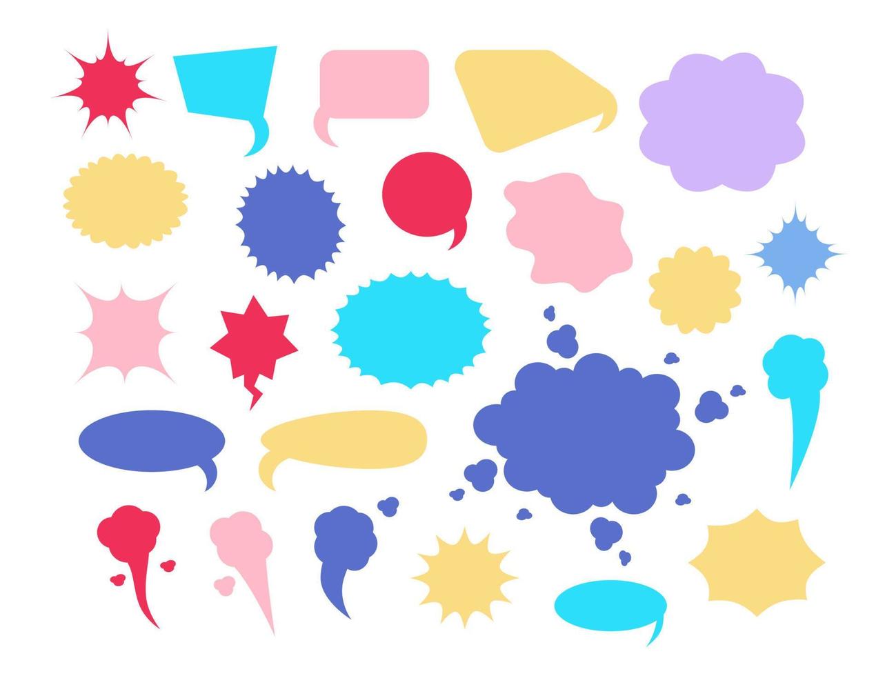 Comic speech bubbles set vector. cartoon comic explosions on a white background. Colorful empty speech balloons. Massages and talk signs for apps, web. vector