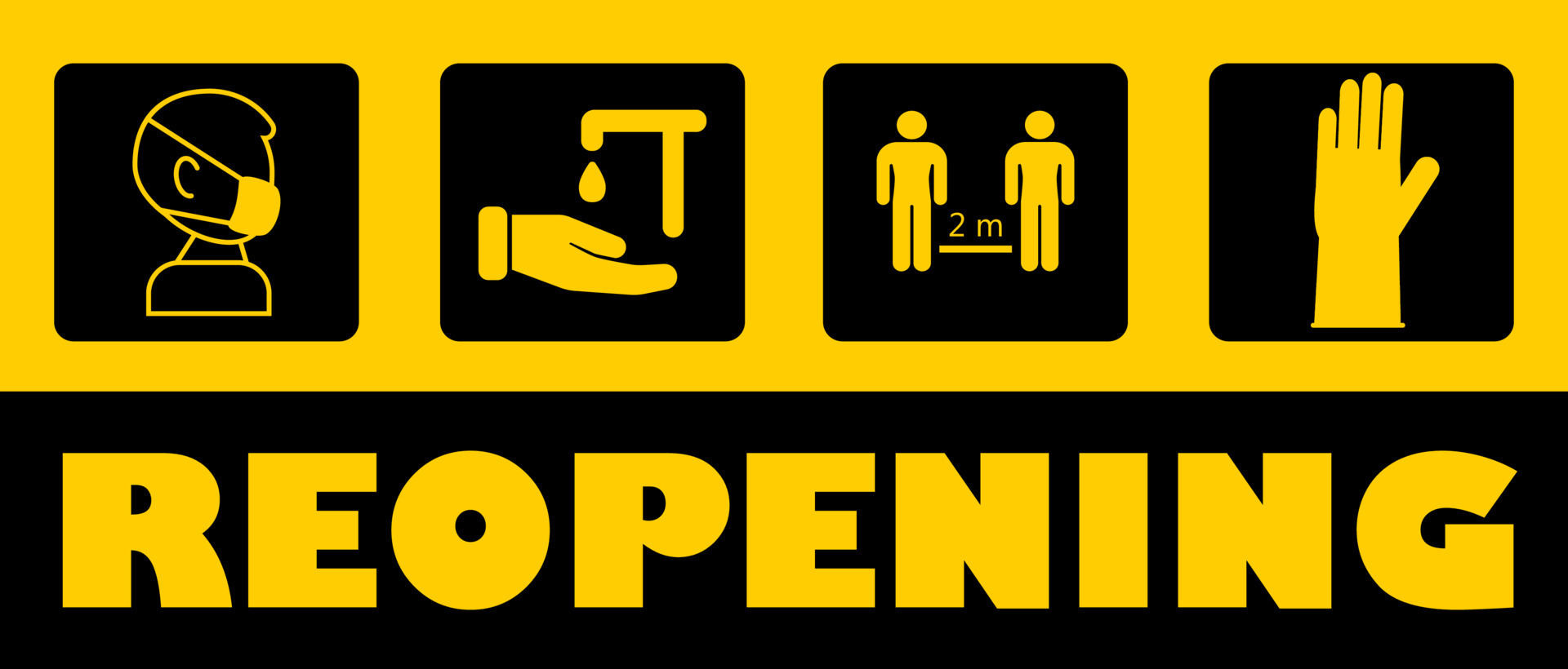 Reopening text vector for shop, marketplaces, grocery, restaurant, cafe