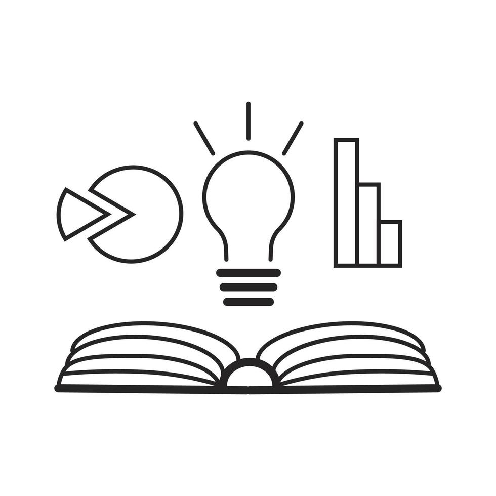 Online class and e-library icon. Remote work, distance education, e-learning illustration for website. Book with lamp. vector