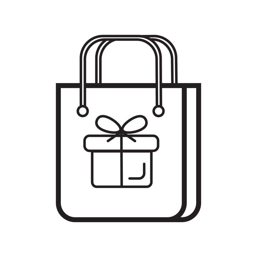 vector de icono de regalo en estilo de contorno simple. signo de la caja de regalo. el paquete está atado con lazo. donación en línea para ilustración. la tienda en línea distribuye premios.