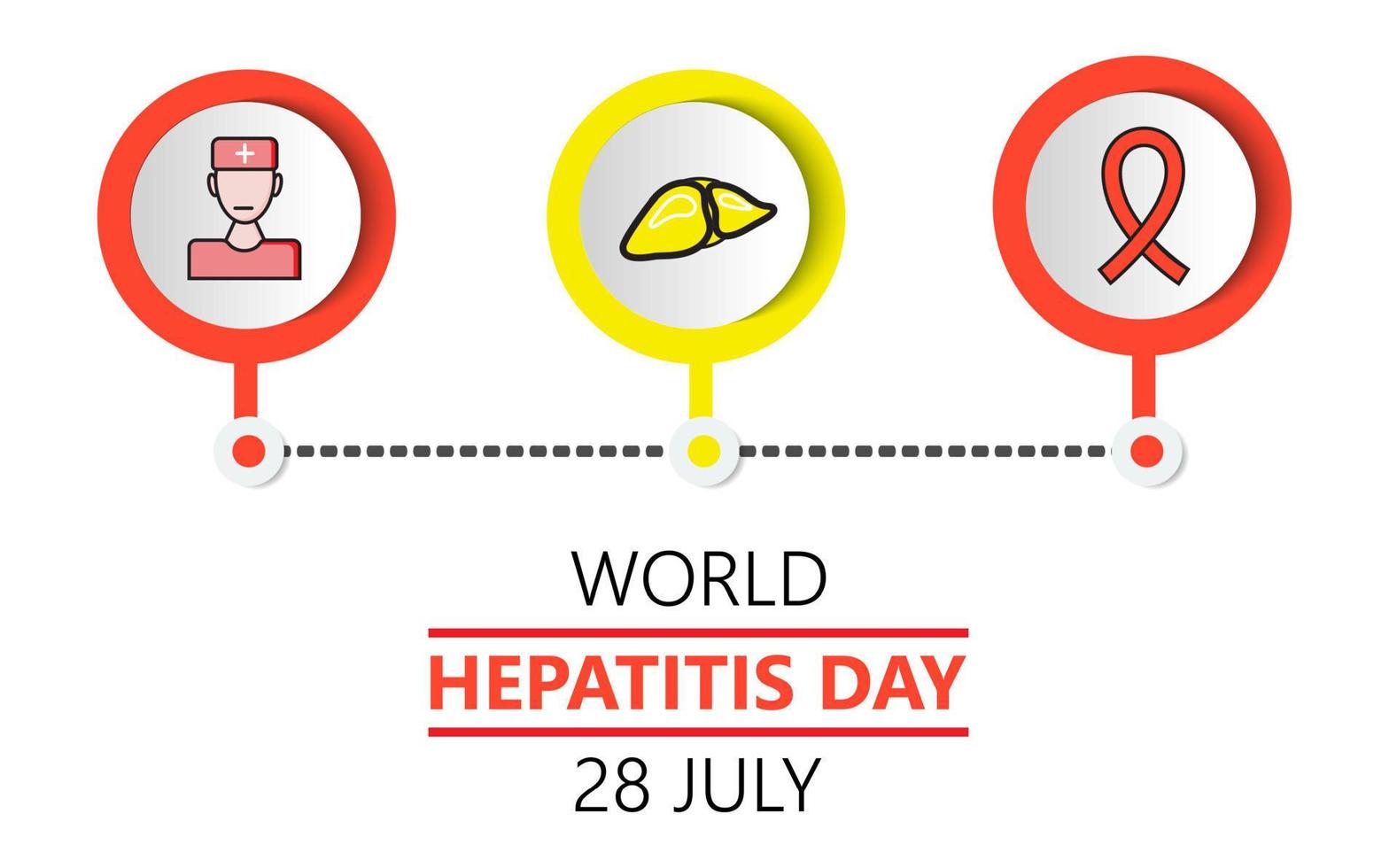 Hepatitis A, B, C, D, cirrhosis, world hepatitis day concept vector. Liver, ribbon icons are shown for website, mobile, apps, info-graphic vector