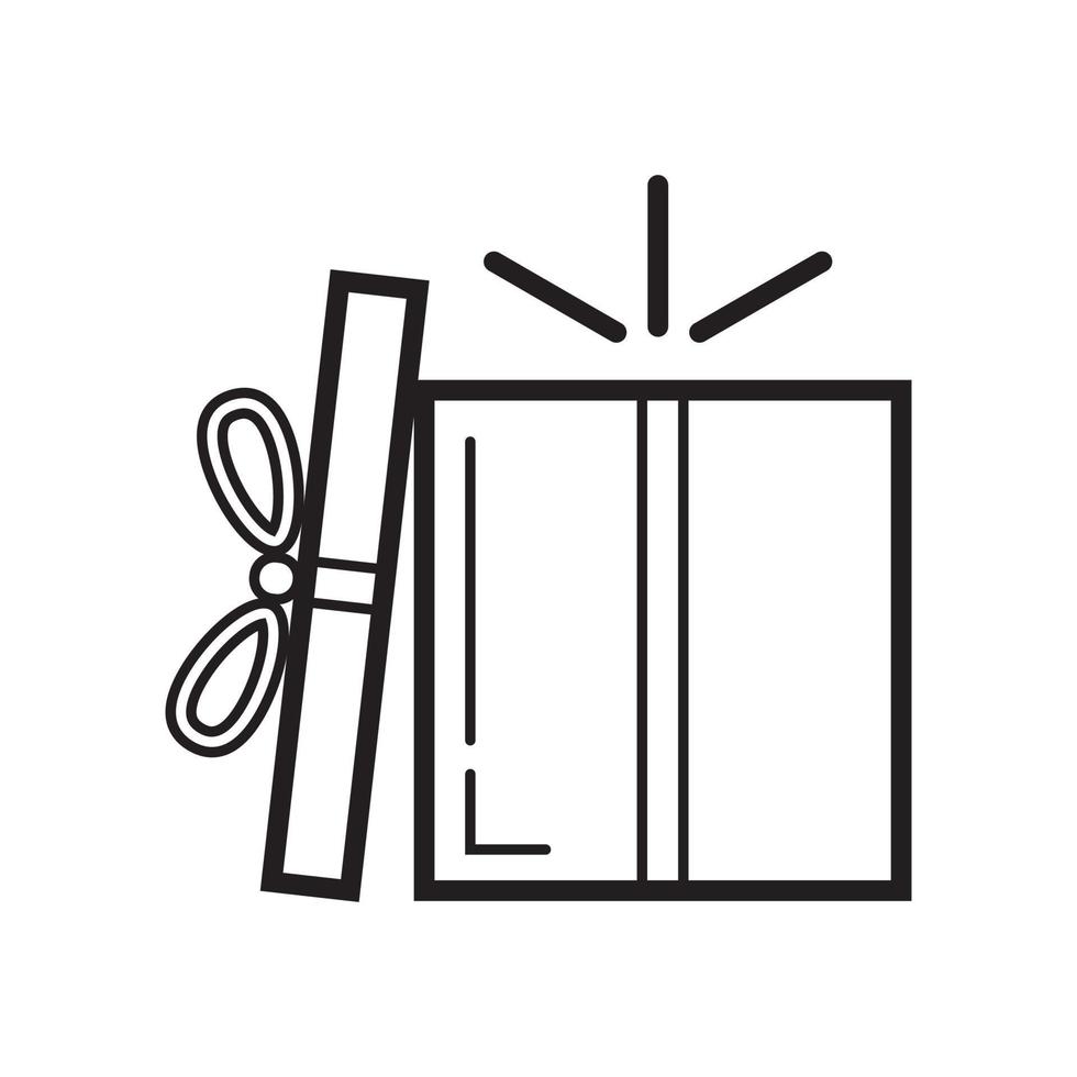 vector de icono de regalo en estilo de contorno simple. signo de la caja de regalo. el paquete está atado con lazo. donación en línea para ilustración. la tienda en línea distribuye premios.