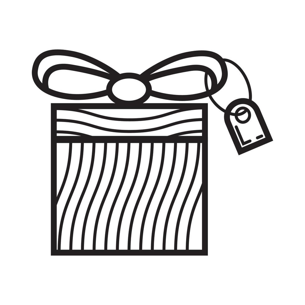 vector de icono de regalo en estilo de contorno simple. signo de la caja de regalo. el paquete está atado con lazo. donación en línea para ilustración. la tienda en línea distribuye premios.