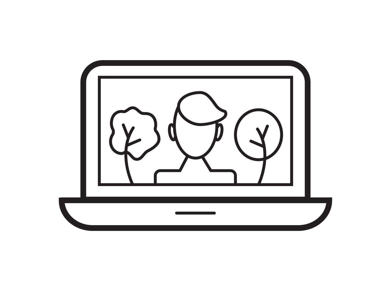 Video blogger symbol in outline style. Blogging icon vector to use in web and mobile app. Video content, broadcasting for blog. Online webinar