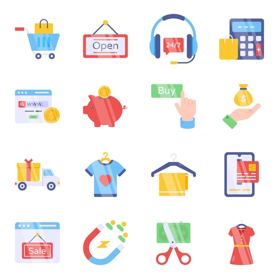 Pack of Shopping and Buy Flat Icons vector