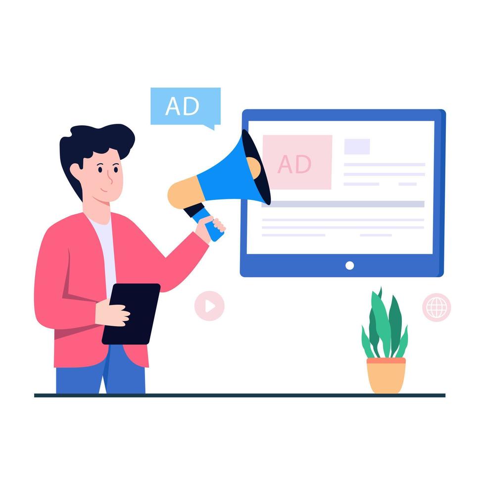 Flat design illustration of mobile business marketing vector