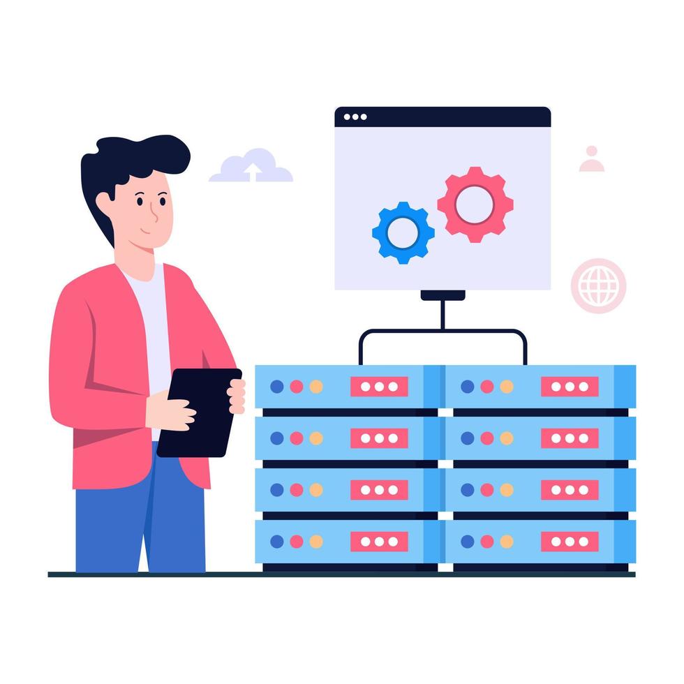 Flat design illustration of web hosting vector
