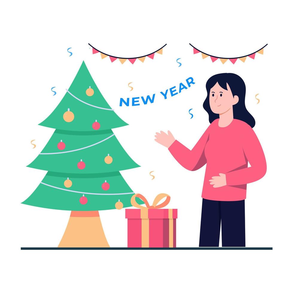 ilustración de decoración de año nuevo, vector editable