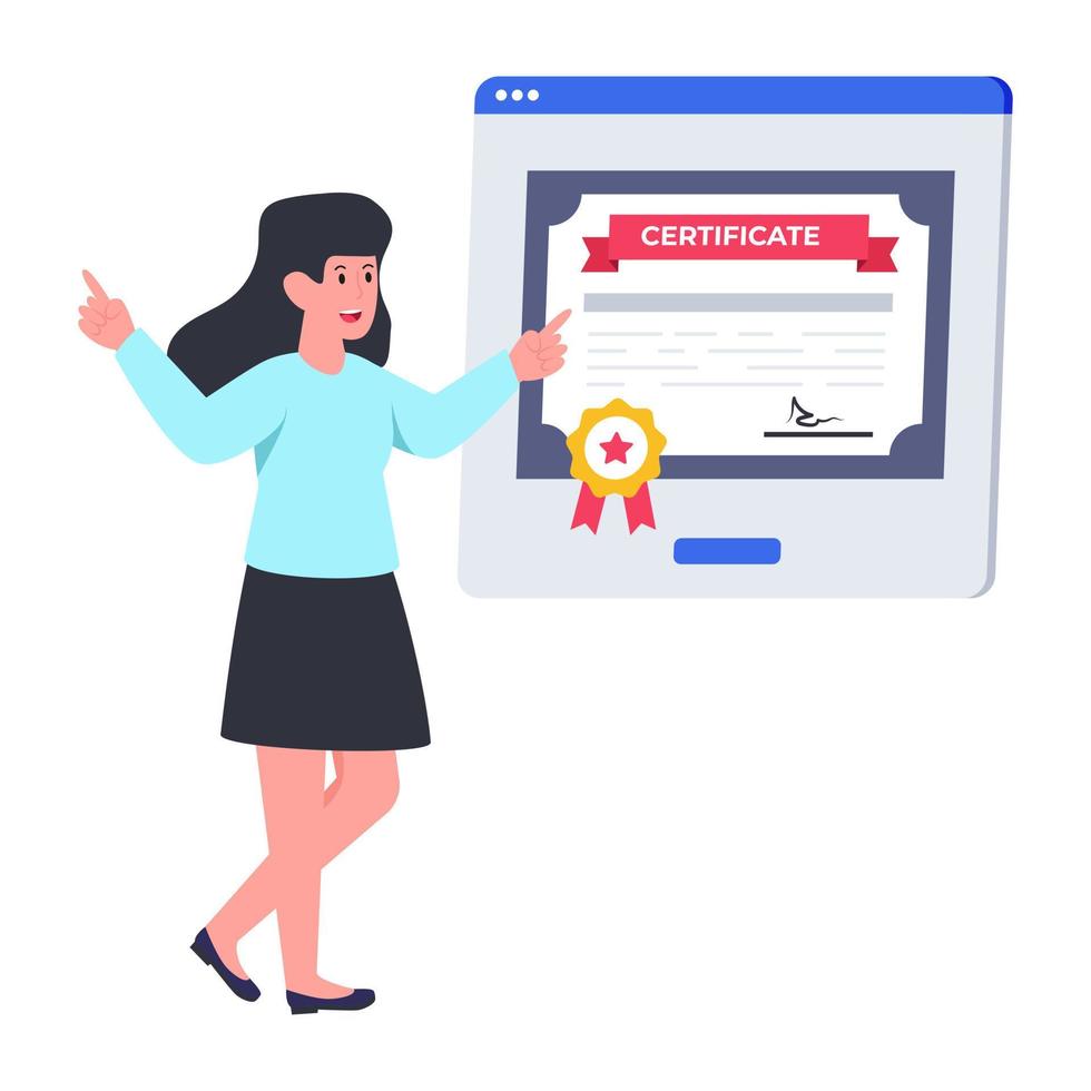 Colored design illustration of online certificate vector