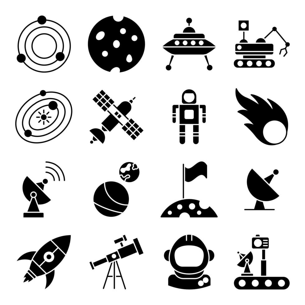 Pack of Space glyph Icons vector