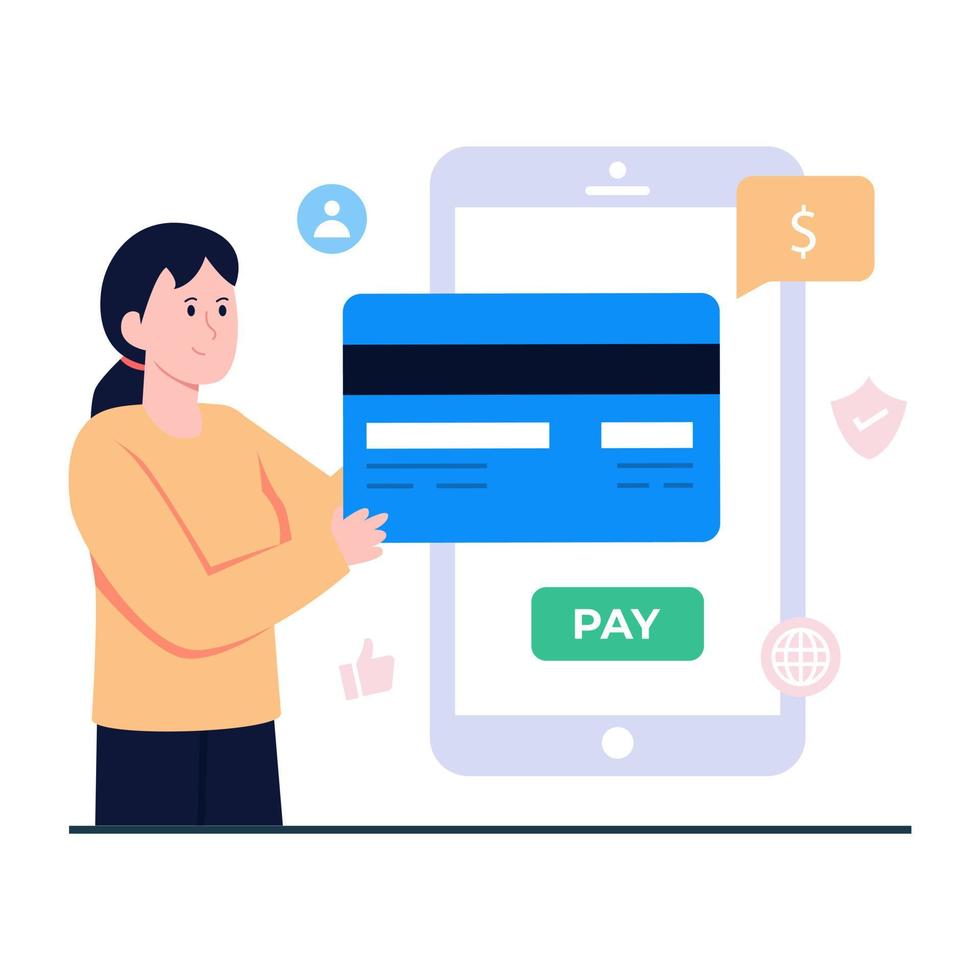 Vector design of mobile card payment, flat style,
