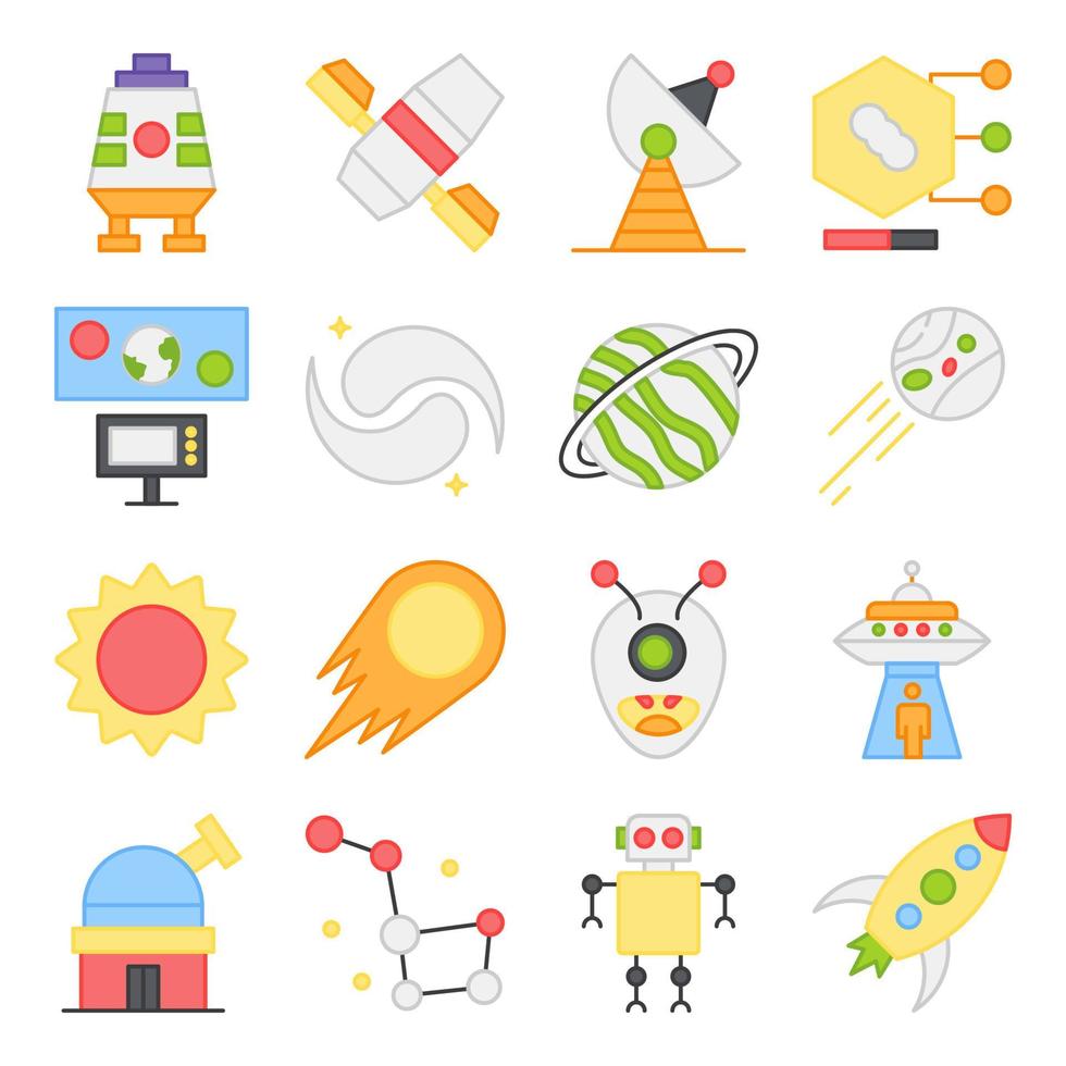 Pack of Meteor Flat Icons vector