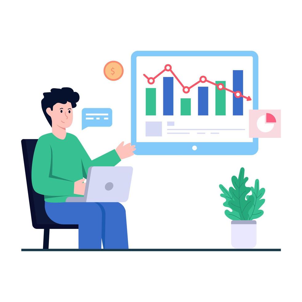 Conceptual illustration of data analyst, flat design vector