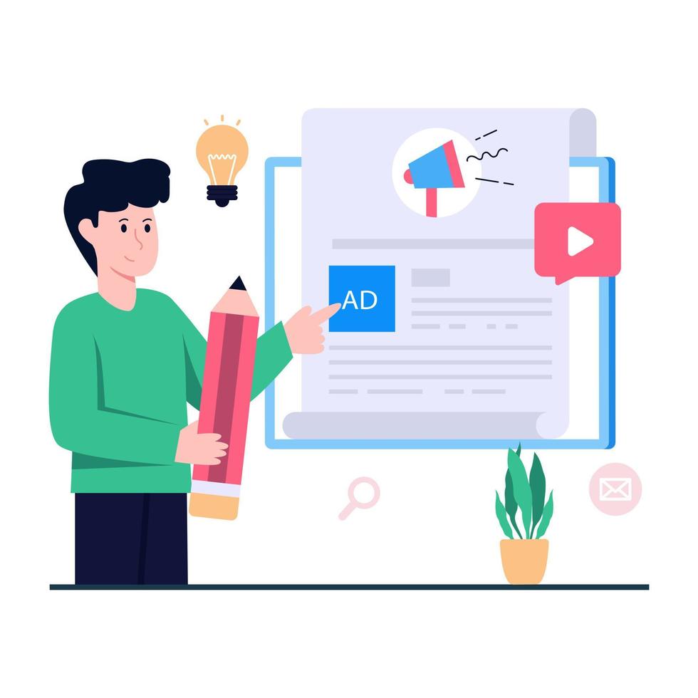 Content marketing illustration in perfect design vector