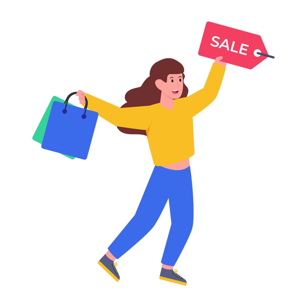 Conceptual flat design illustration of shopping sale vector