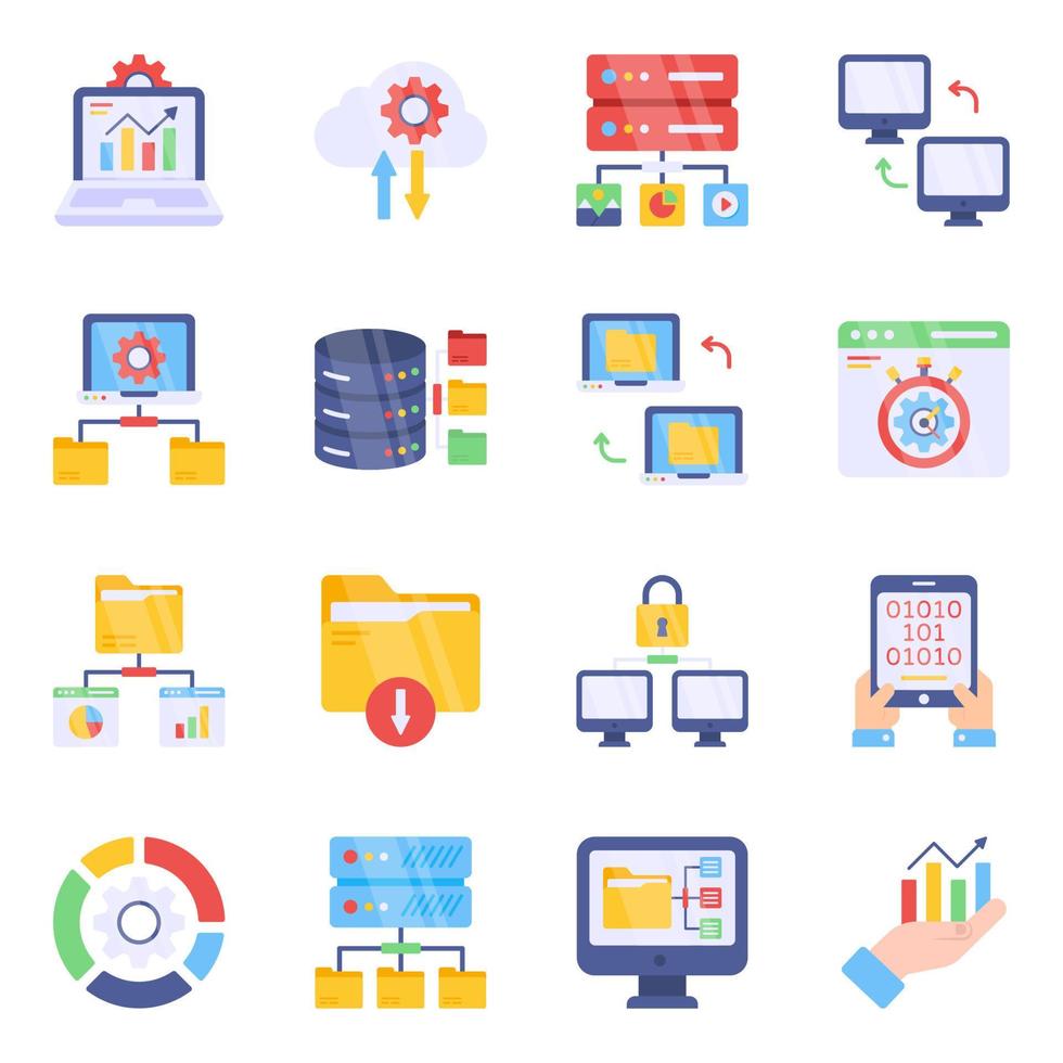 Pack of Management Flat Icons vector