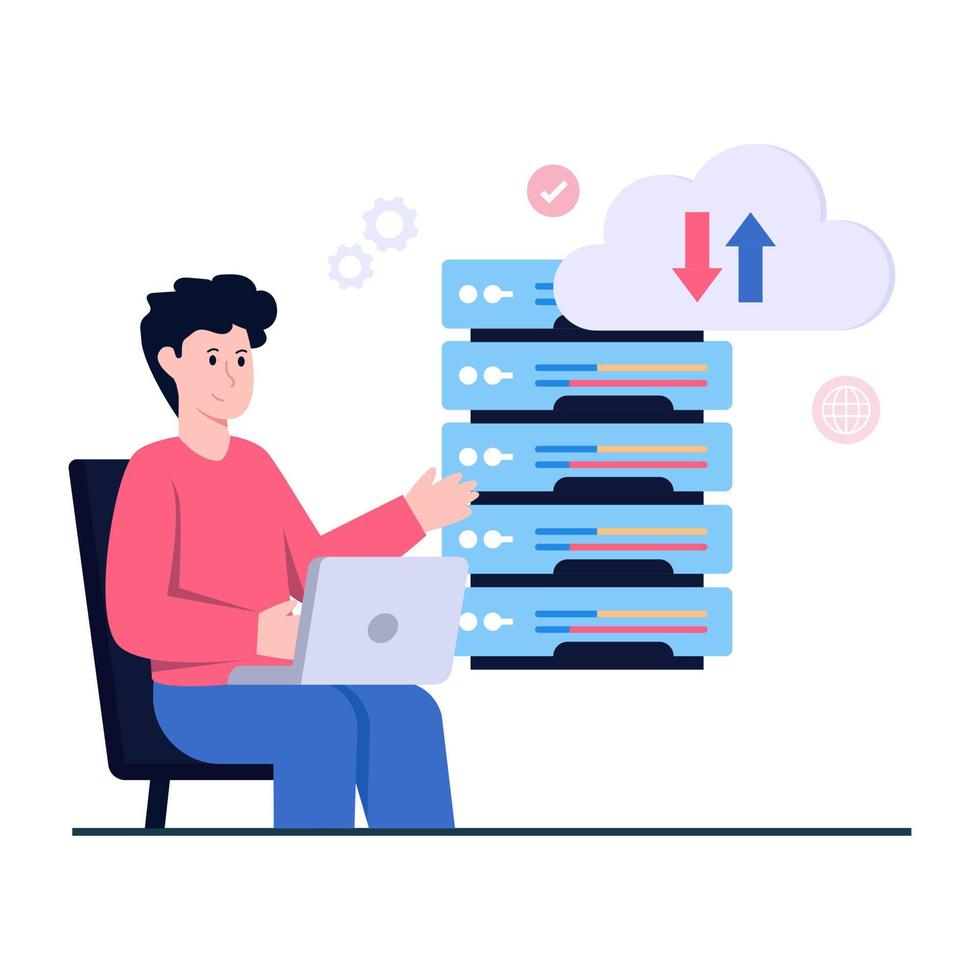 Flat design illustration of web hosting vector