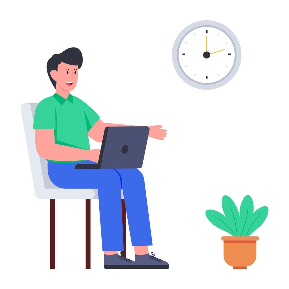 Conceptual flat design illustration of work time vector
