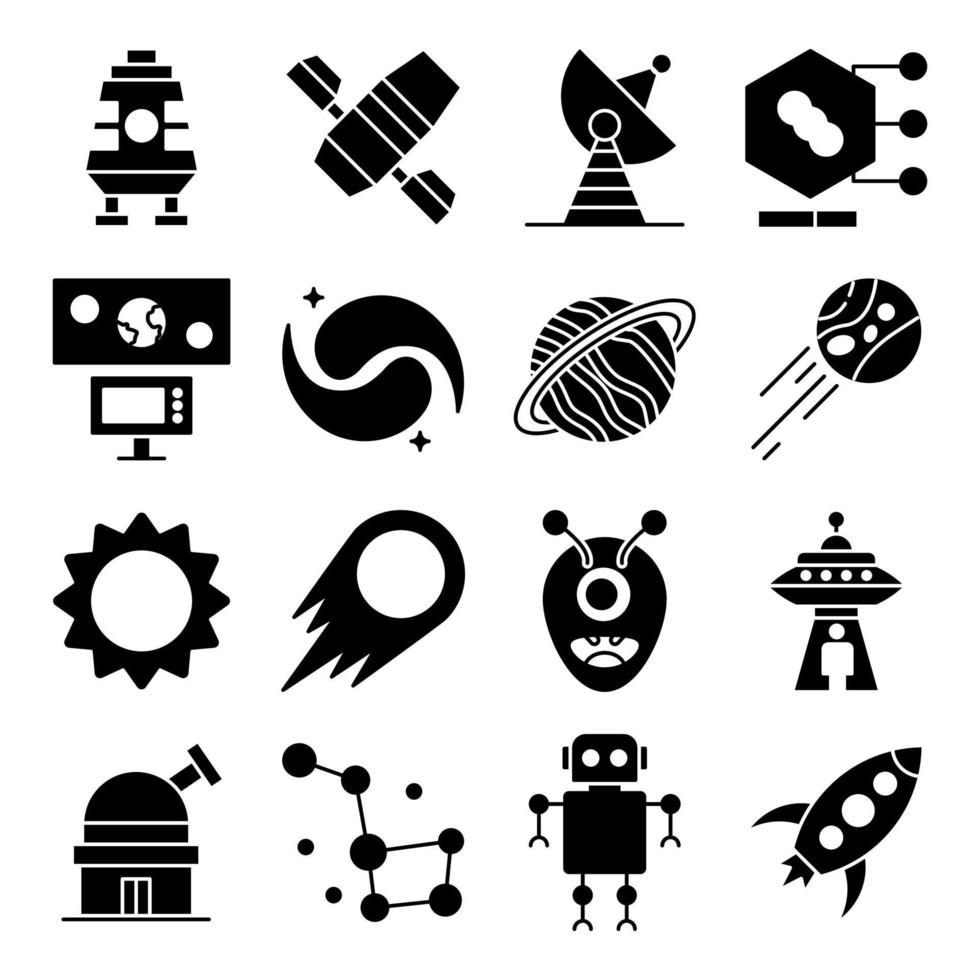 Pack of Meteor glyph Icons vector