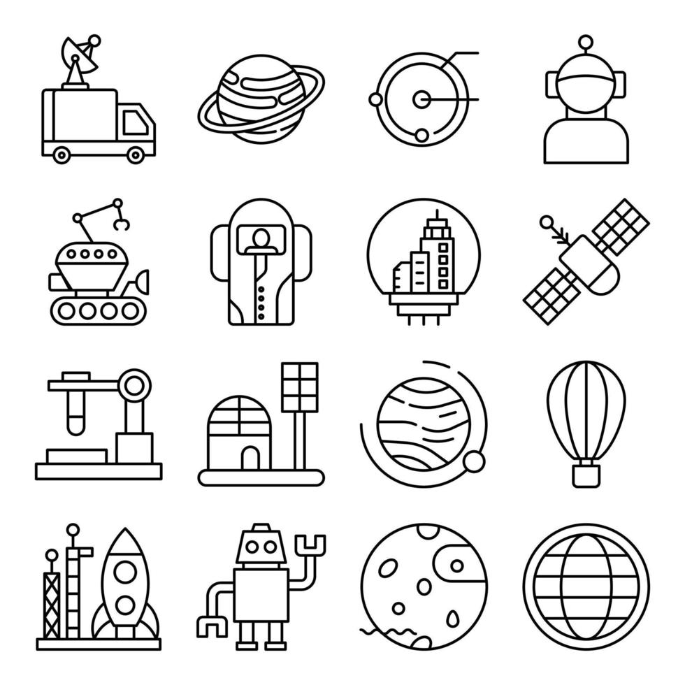 paquete de iconos de línea robótica vector