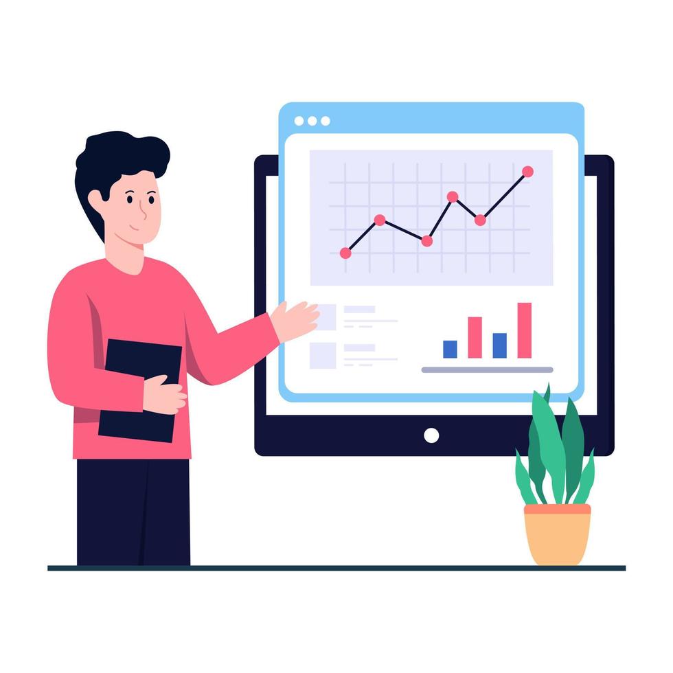 Conceptual illustration of data analyst, flat design vector