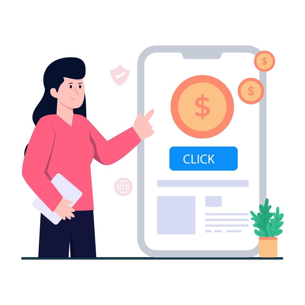 Pay per click illustration available in colored design vector