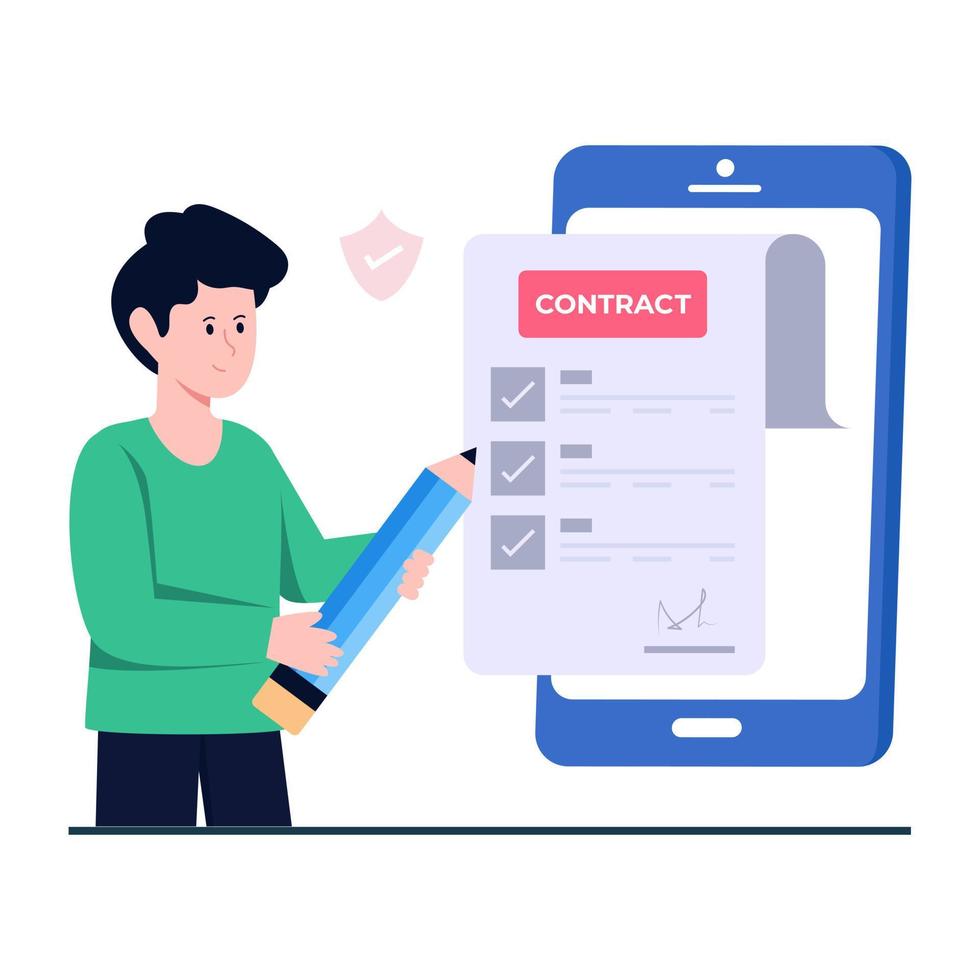 Flat design illustration of mobile contract vector