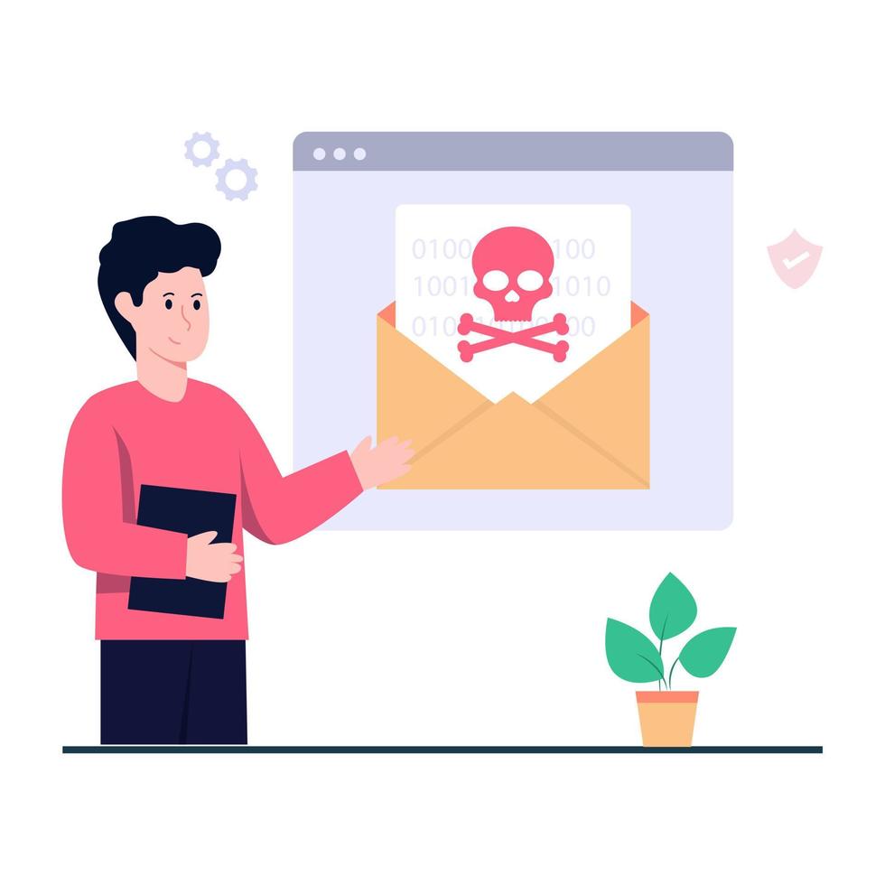 ilustración de diseño moderno de piratería de correo electrónico vector