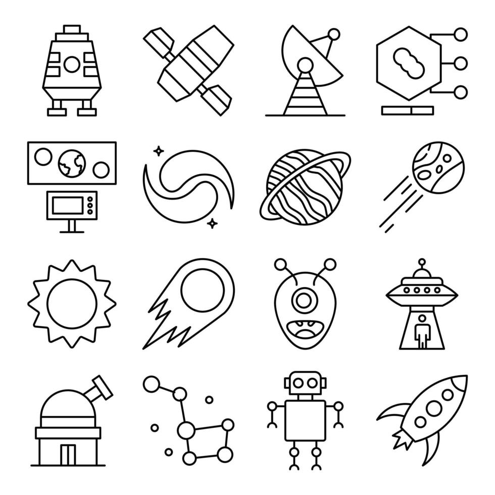 Pack of Meteor line Icons vector