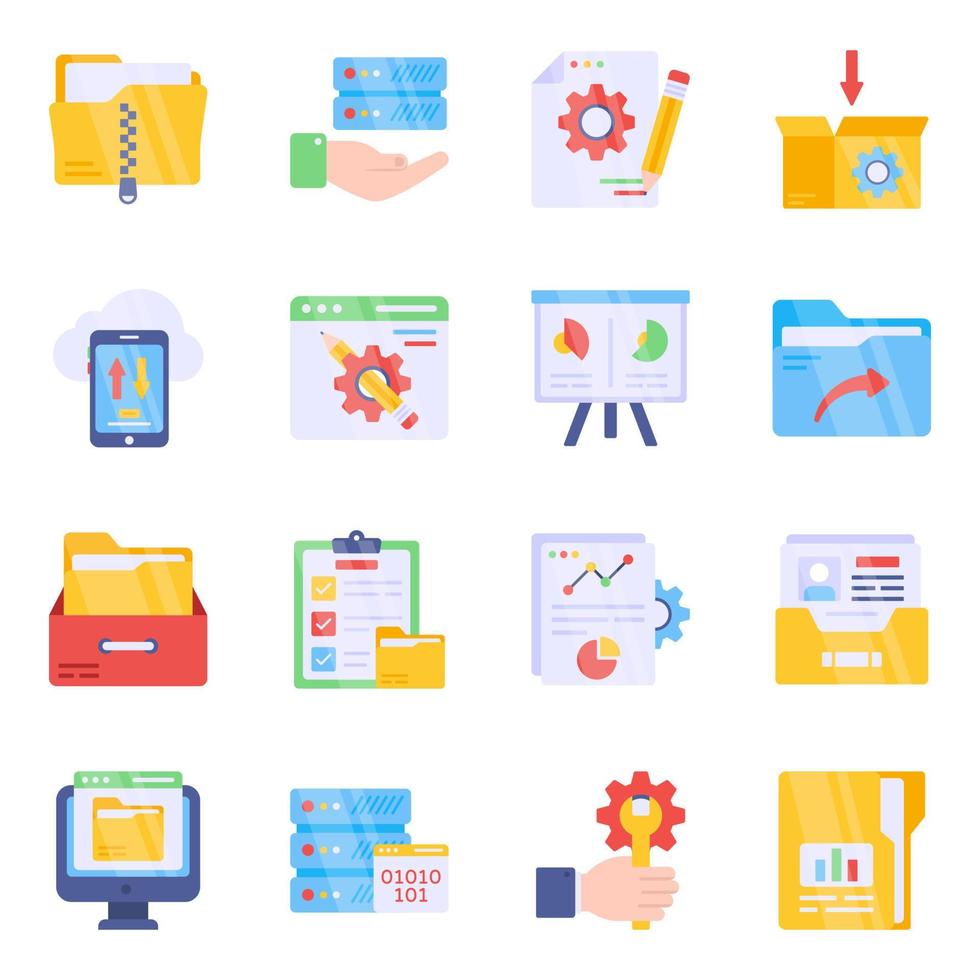 Pack of Business Data Flat Icons vector