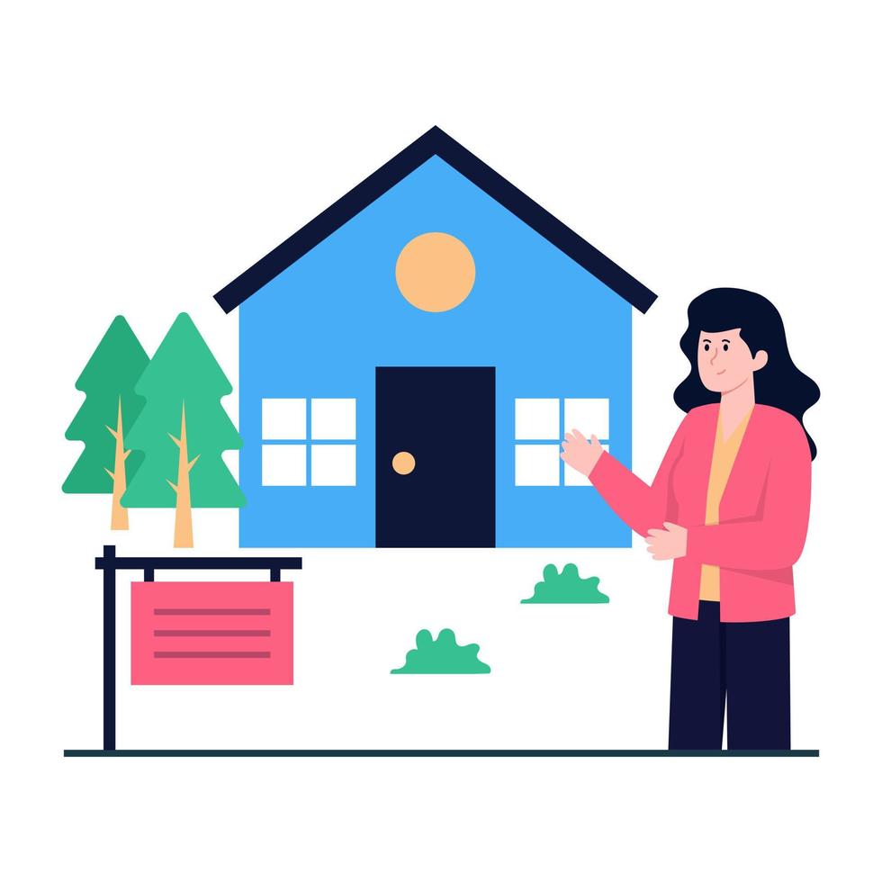 icono de casa en venta en diseño plano vector