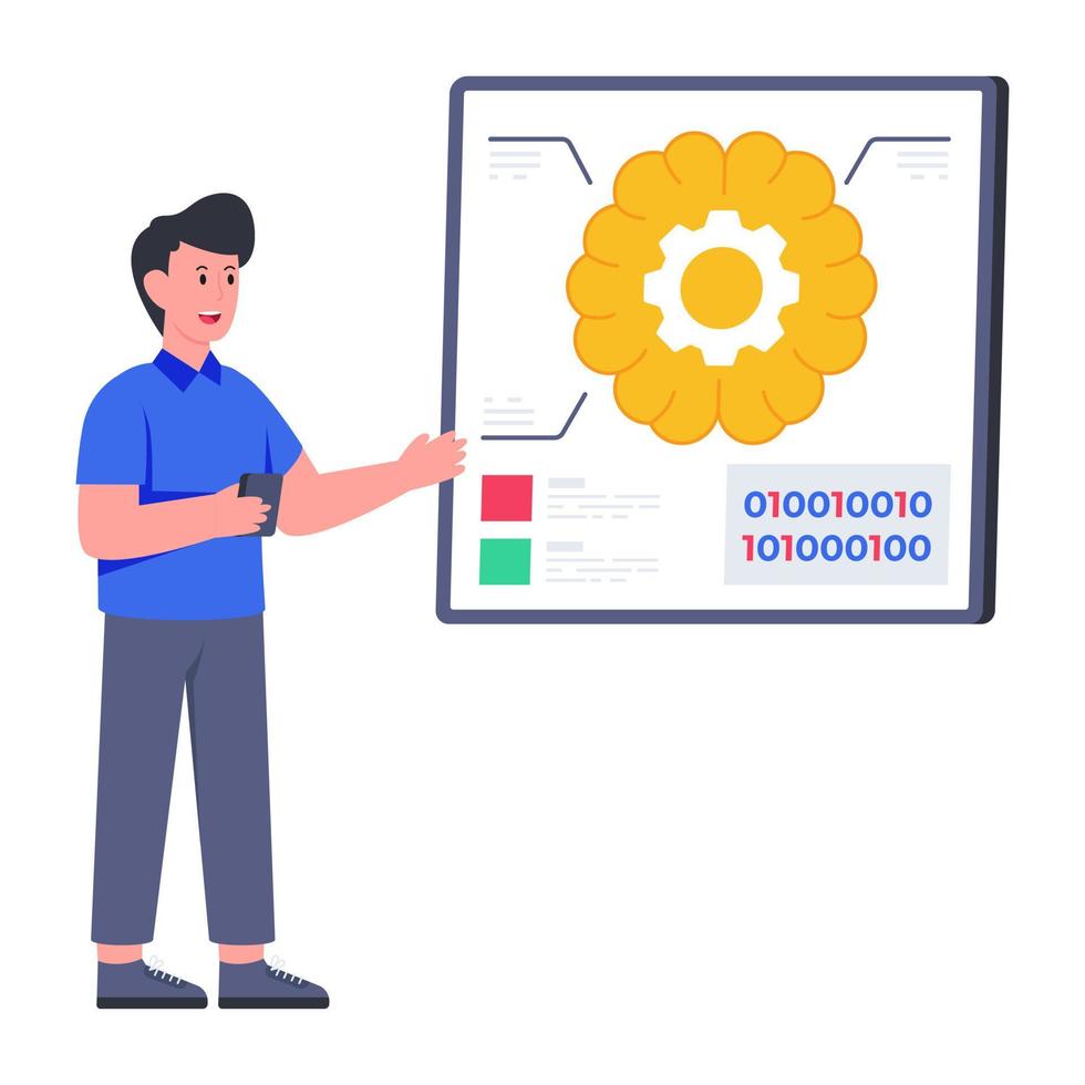 A flat design icon symbolizing concept of ai mind vector