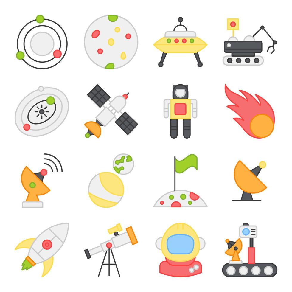 Pack of Space Flat Icons vector