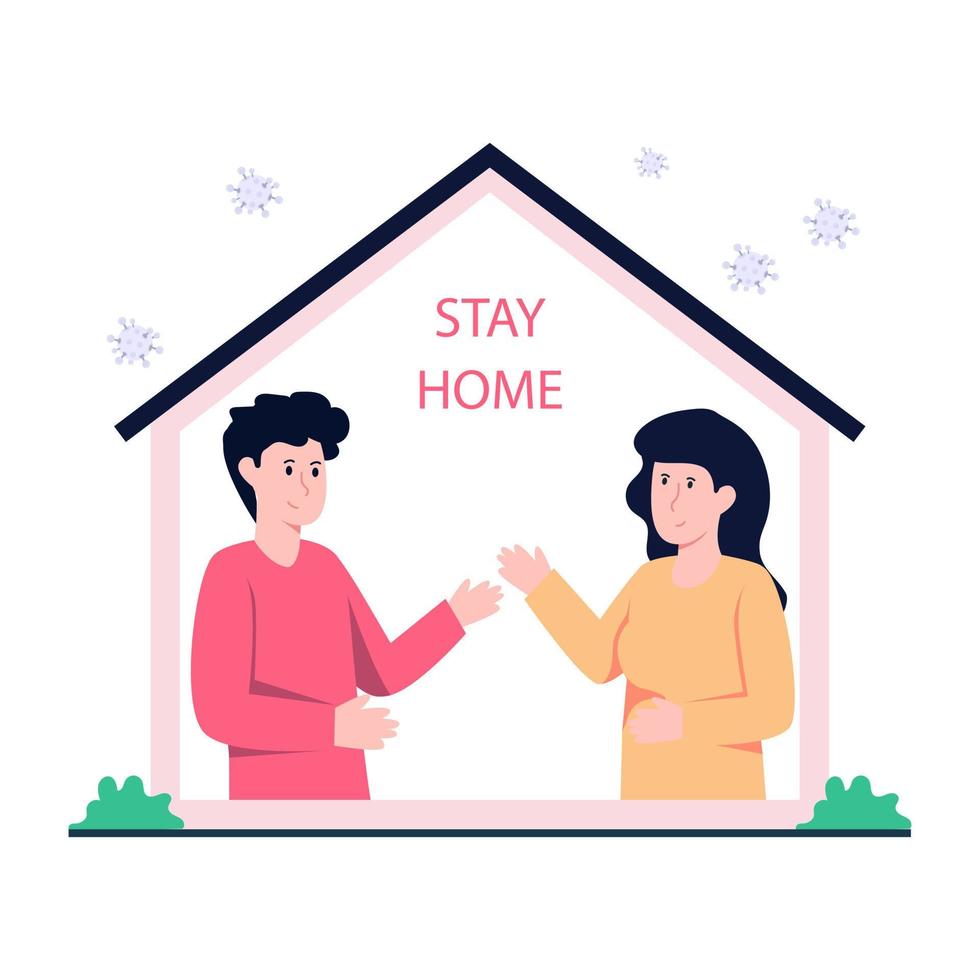 Trendy vector design of stay home