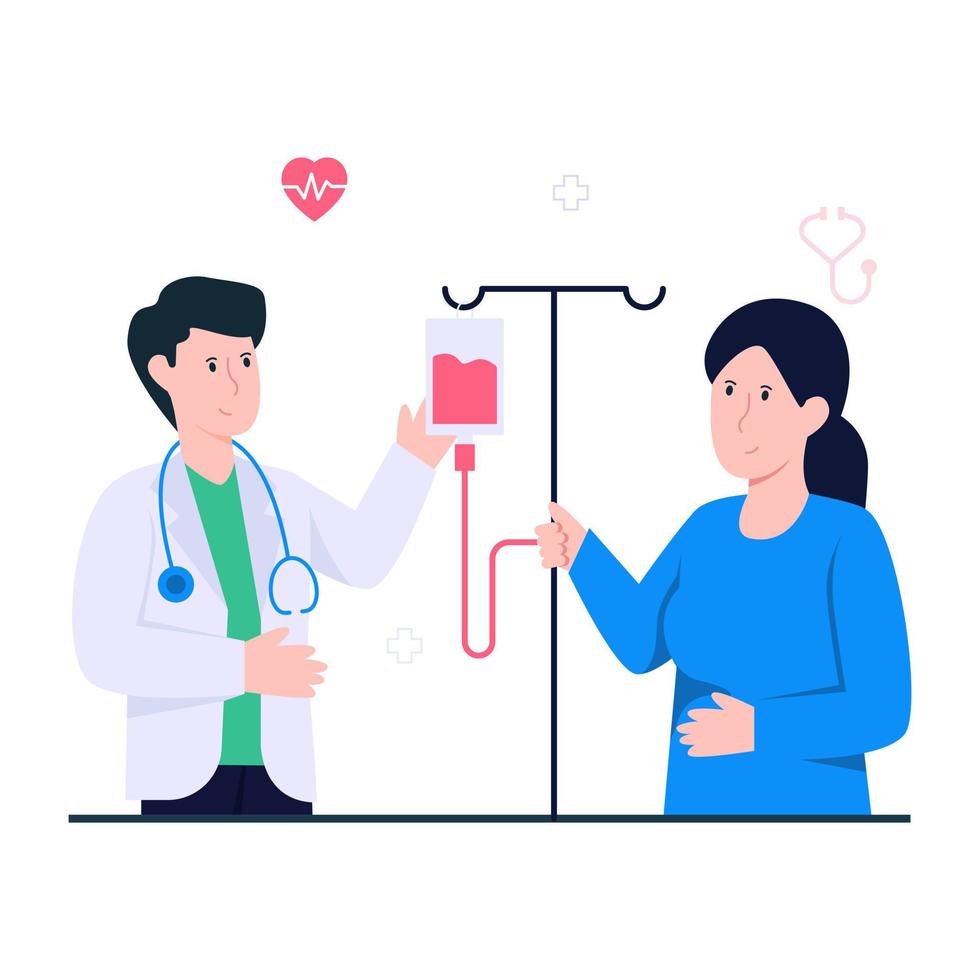 Conceptual flat design illustration of iv drip vector