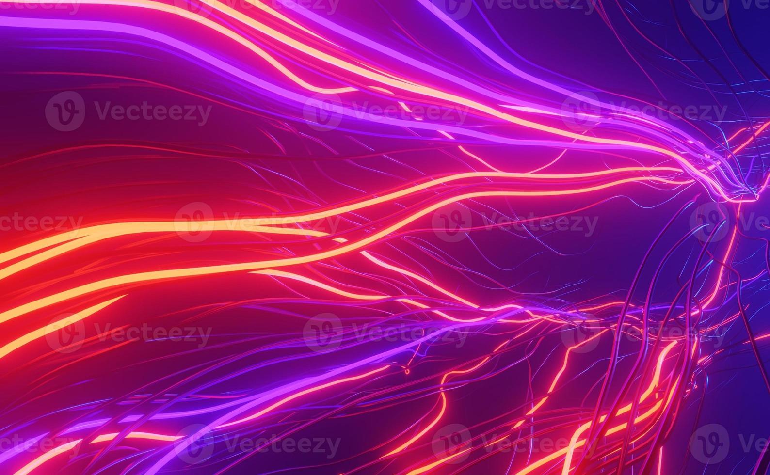Abstract background using wave lines from left to right with a bright blue and red stripe pattern which is a 3D rendering. photo